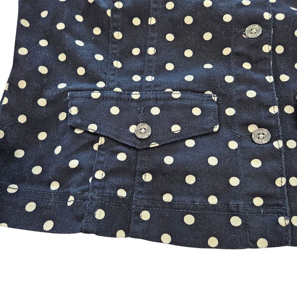 Chaps Ralph Lauren Navy Polka Dot Denim Blazer Jacket Medium Classic Preppy - Picture 3 of 11